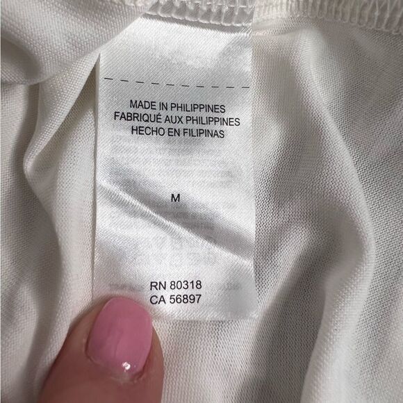 Lucky Brand Long Sleeve Tie Front V-Neck Top Womens Medium White Tee T-Shirt - Picture 5 of 6